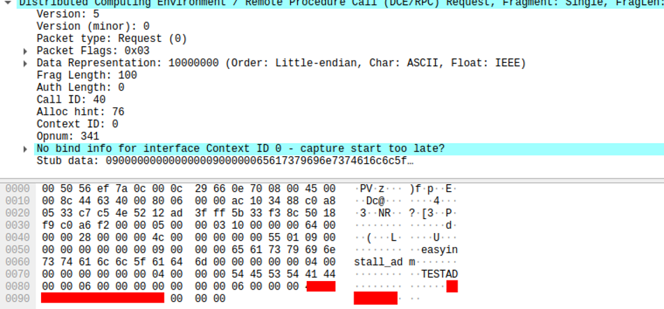 Clear-text credentials in network communication (TCP 20050) when using EasyInstall Admininistrator console