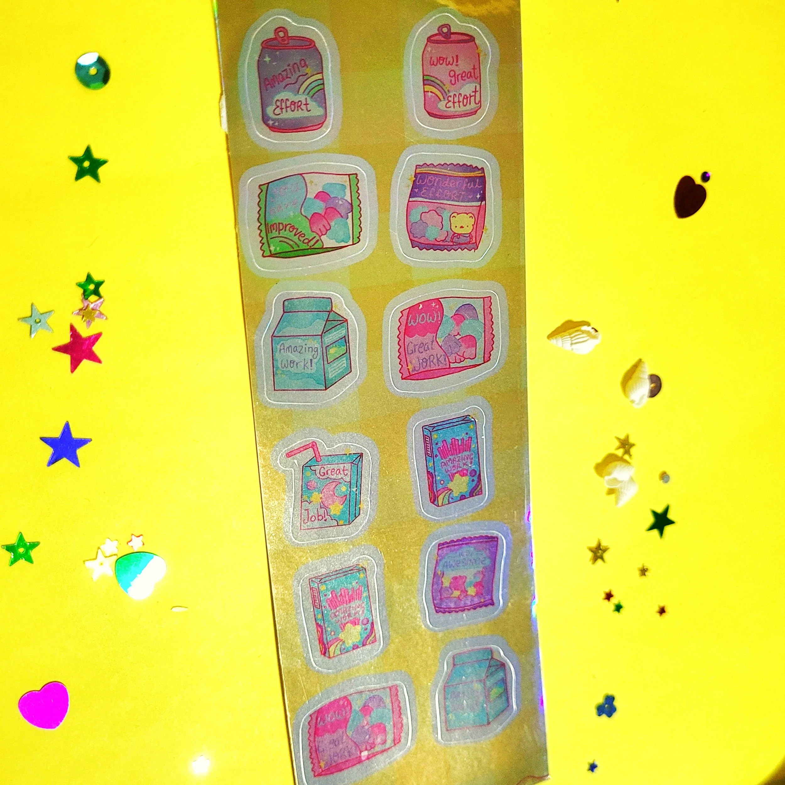 Tasty snacks holographic Sticker Sheet (EL)