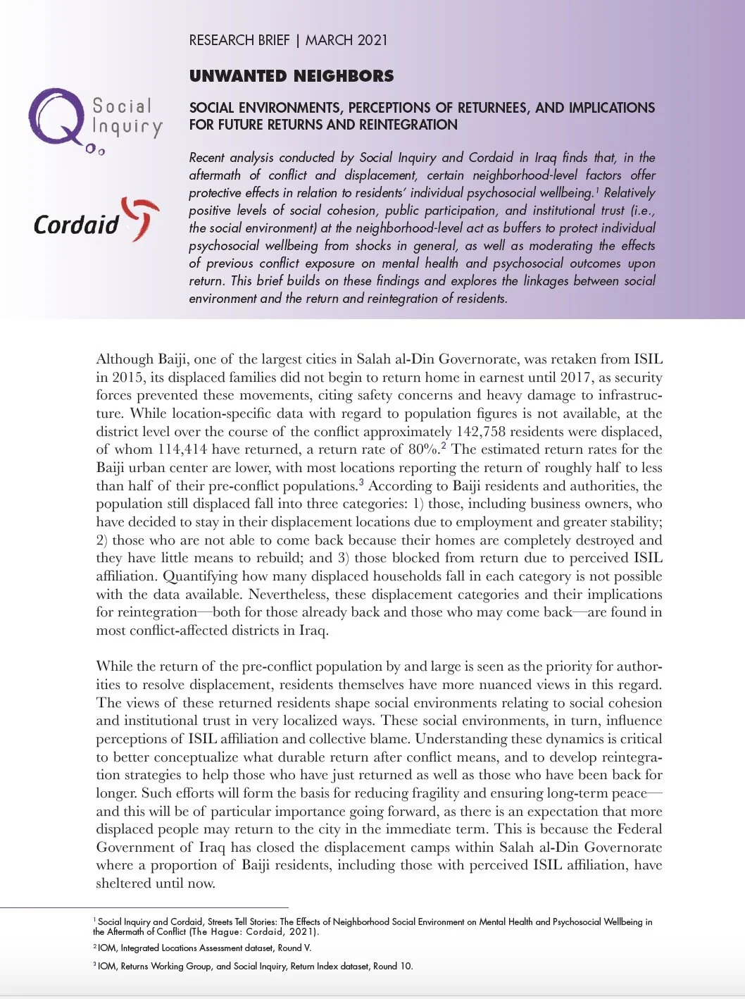Unwanted Neighbors: Social Environments, Perceptions of Returnees, and Implications for Future Returns and Reintegration