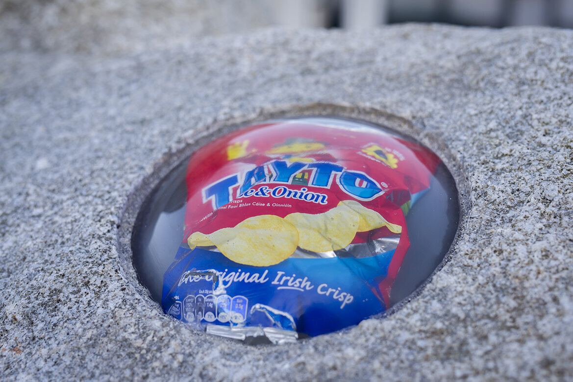 Irish Artist, Ruth E Lyons, Public Art, Public Sculpture, Future Fossil, Fossil Wonder, Colaiste Raithin, megalith, tayto