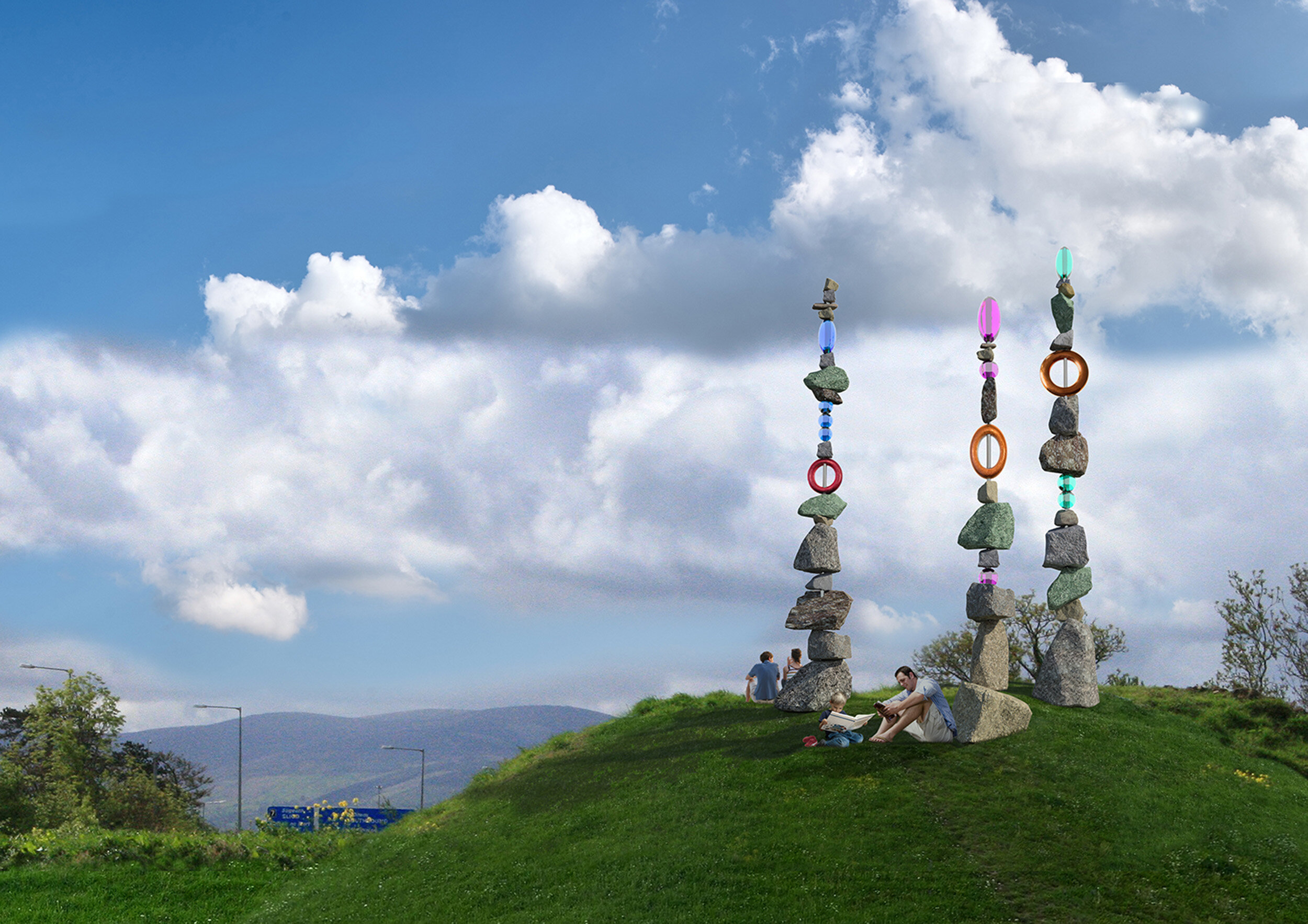 Visualisation of a proposed public artwork for Hamilton Park, Dublin 2018 (unrealised)