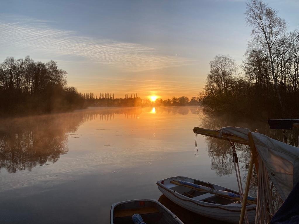 Beautiful sunset on the Norfolk Broads at April