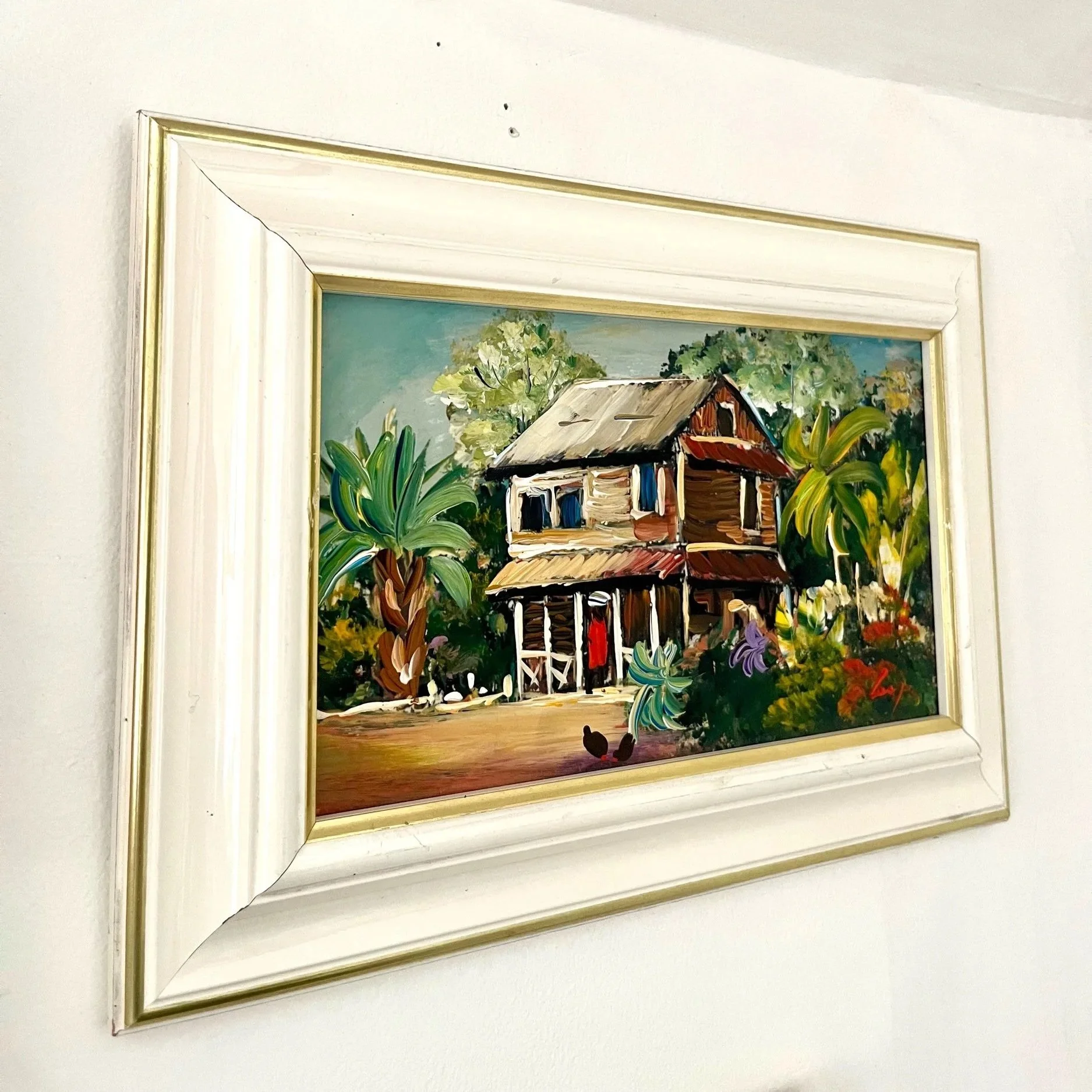 Huile sur Isorel - Demeure à la Caraïbe