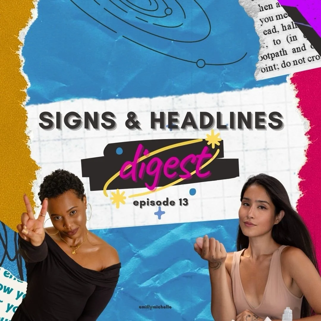 Introducing the Signs &amp; Headlines Digest, a quick visual recap of our recap 😝😝 Watch/listen to episode 13 NOW! Link in bio! 😘 cc: @thepopastrologist 
&bull;
&bull;
&bull;
&bull;
#astrology #popculture #badbunny #zodiac #horoscope