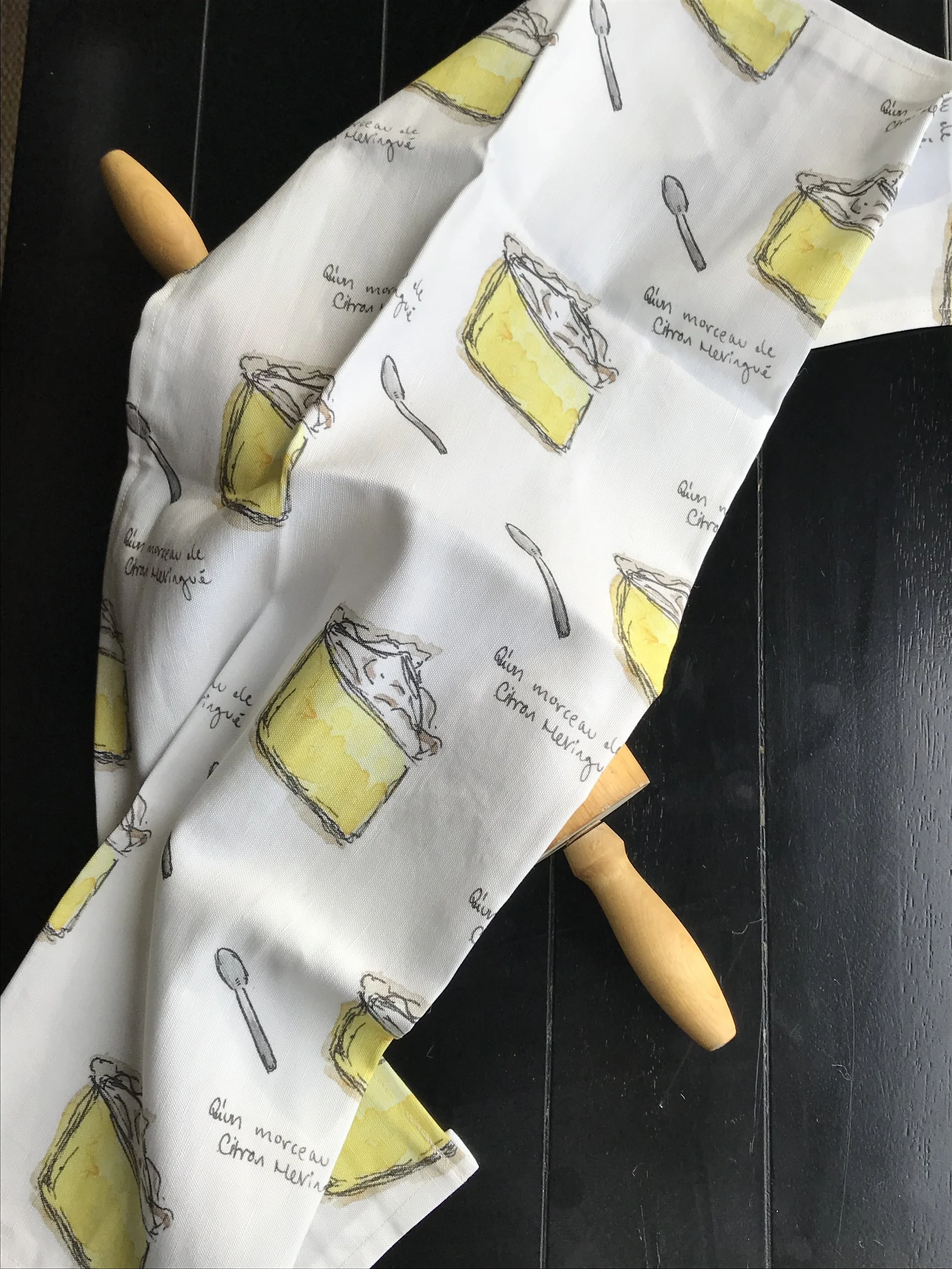 Tea towel- original watercolor -citron meringue