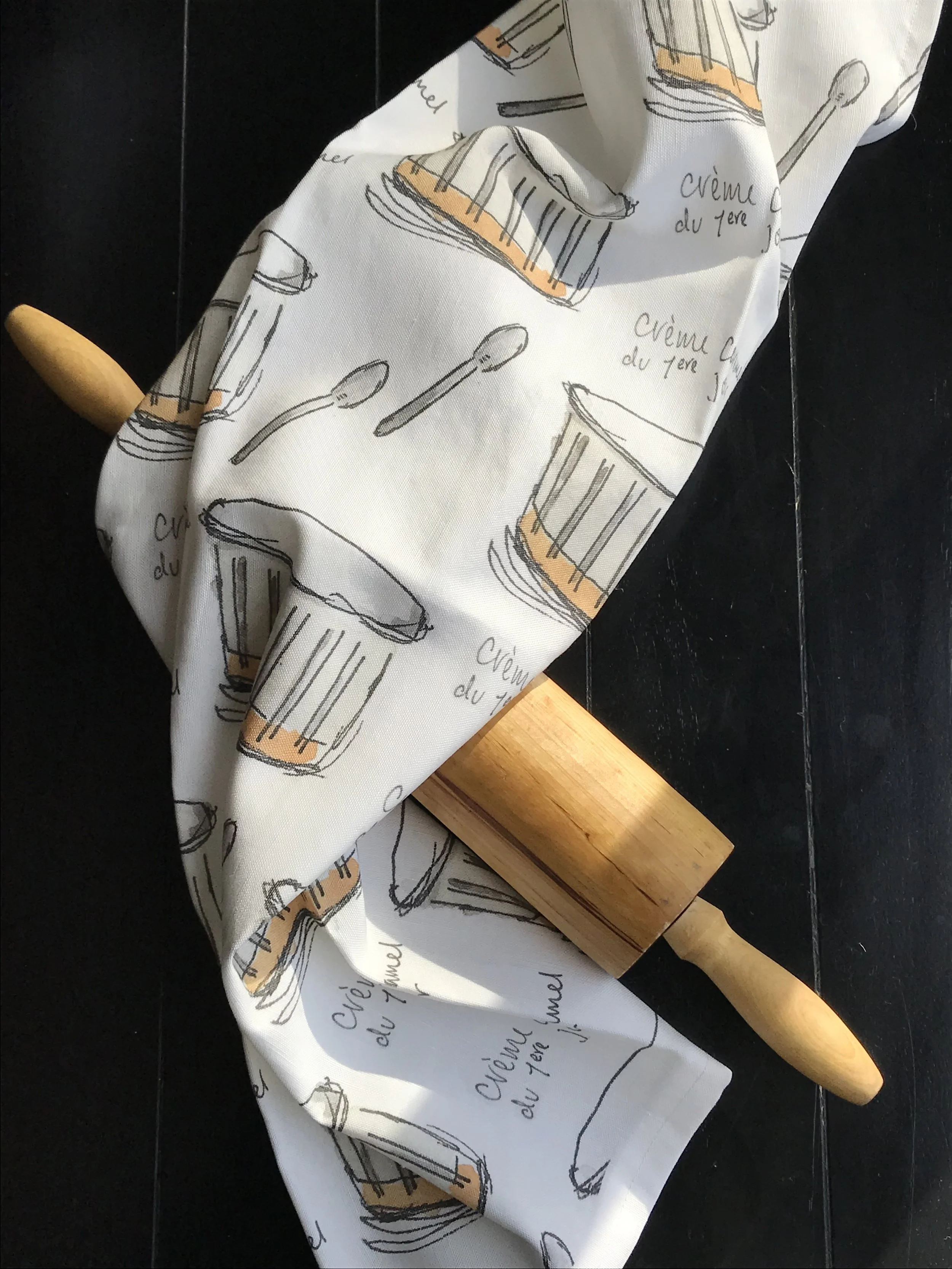 Tea towel- original watercolor- creme caramel