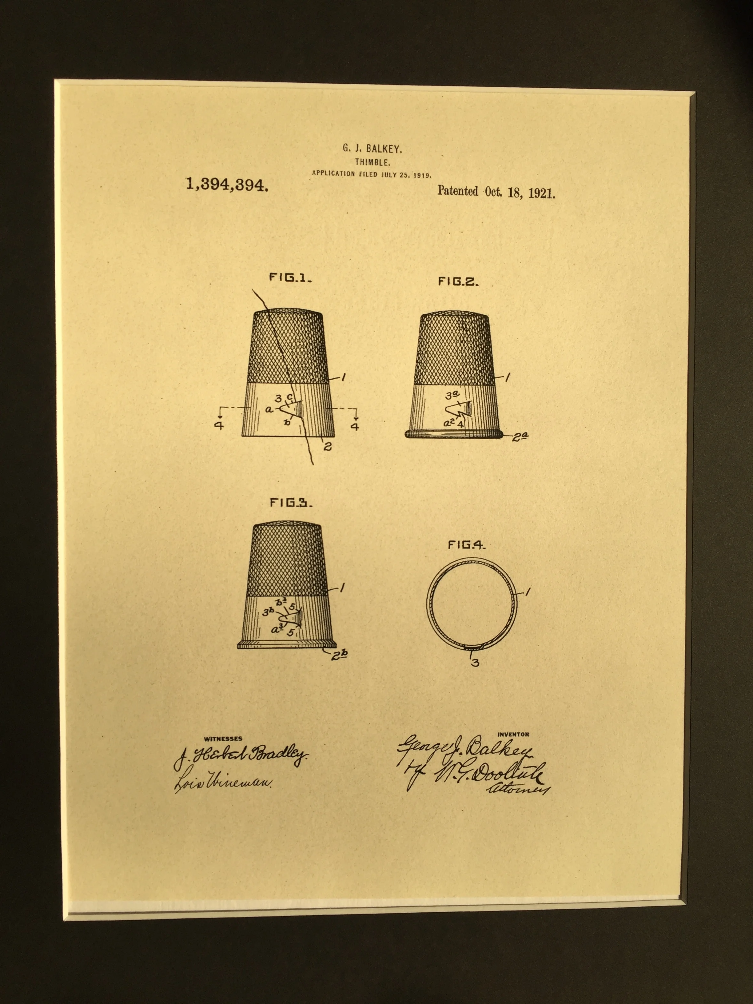 Thimble matted patent print