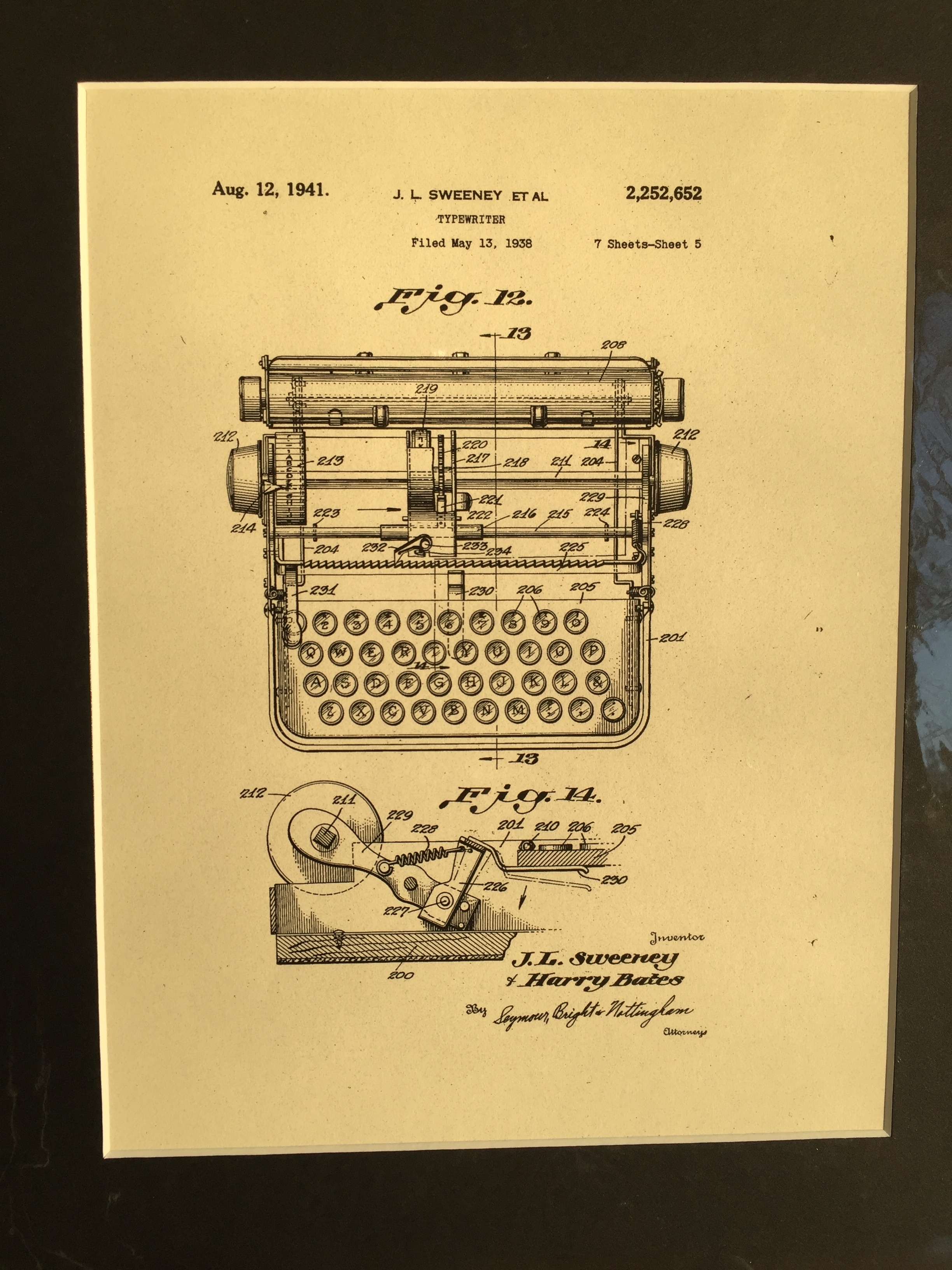 Typewriter matted patent print