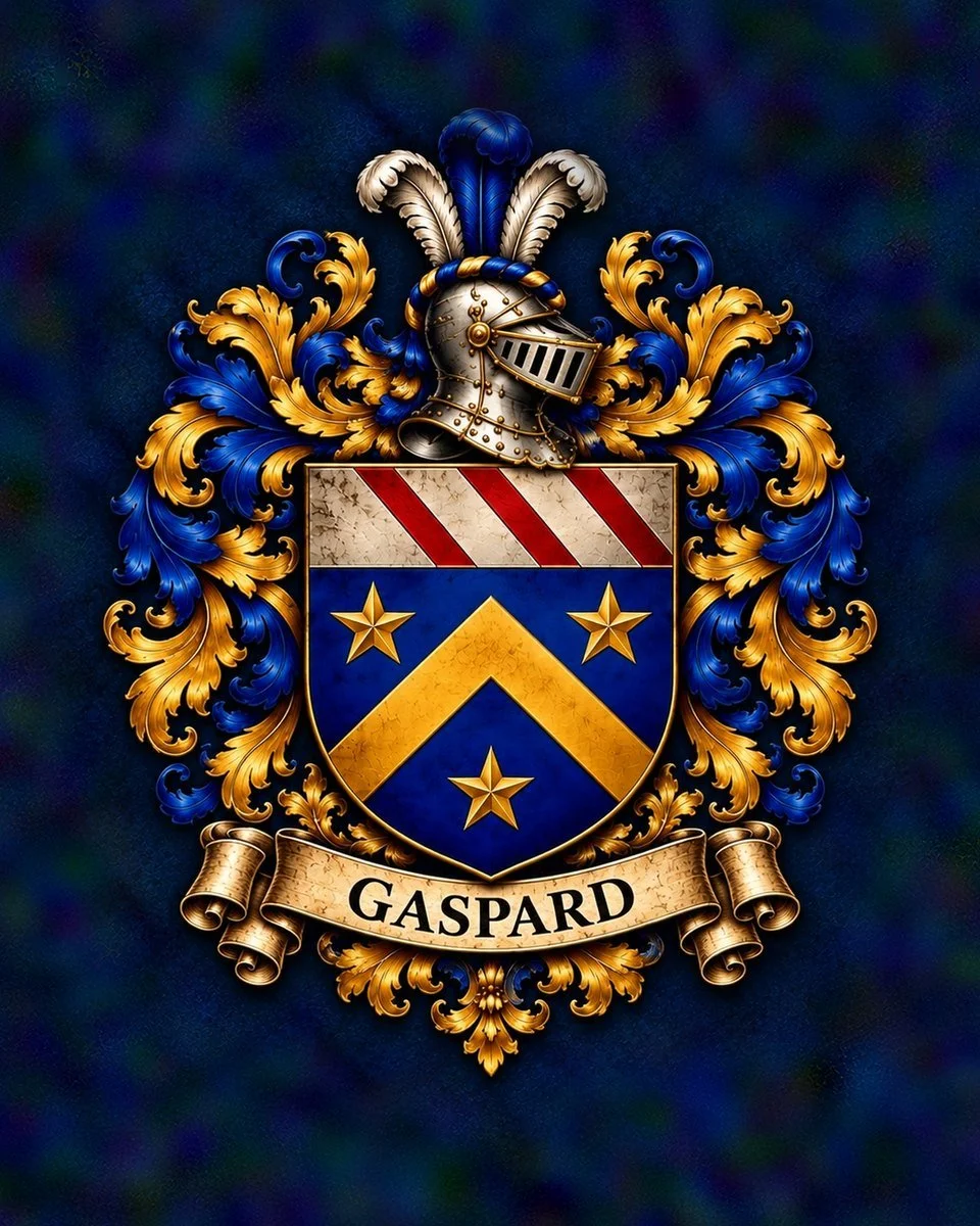 Gaspard crest, husband, helmet facing right