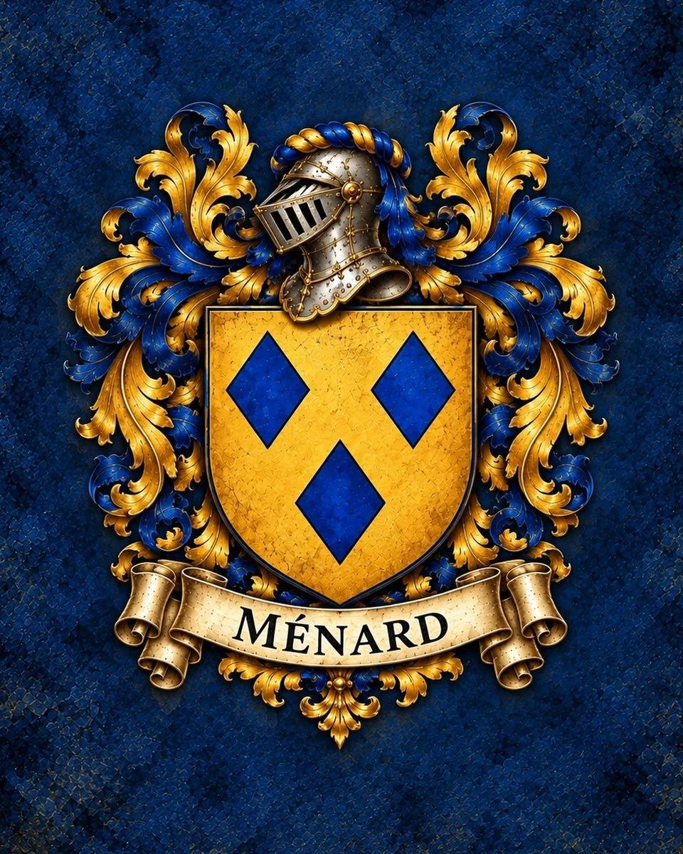 Ménard crest, wife, helmet facing left