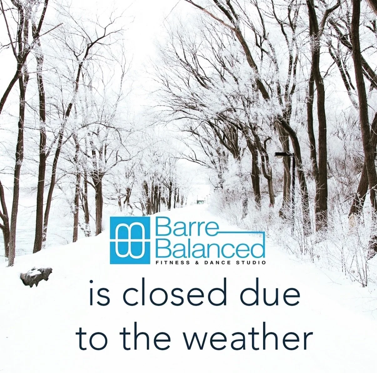 Barre Balanced has cancelled Sunday's class due to the snow❄️ Stay safe and warm and we'll see you tomorrow!