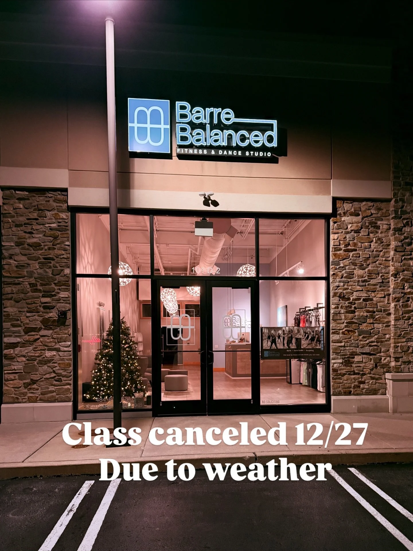 For the safety of clients and staff, 12/27 morning class is canceled.
