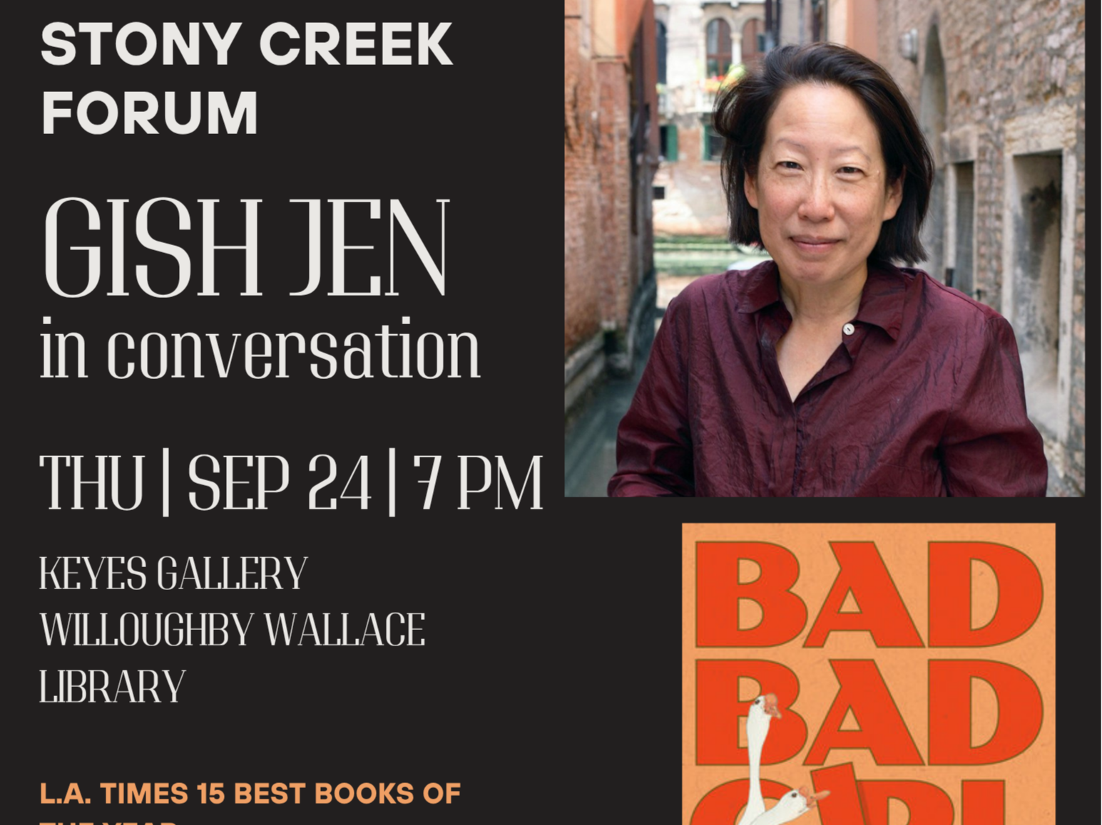 STONY CREEK FORUM: GISH JEN, AUTHOR