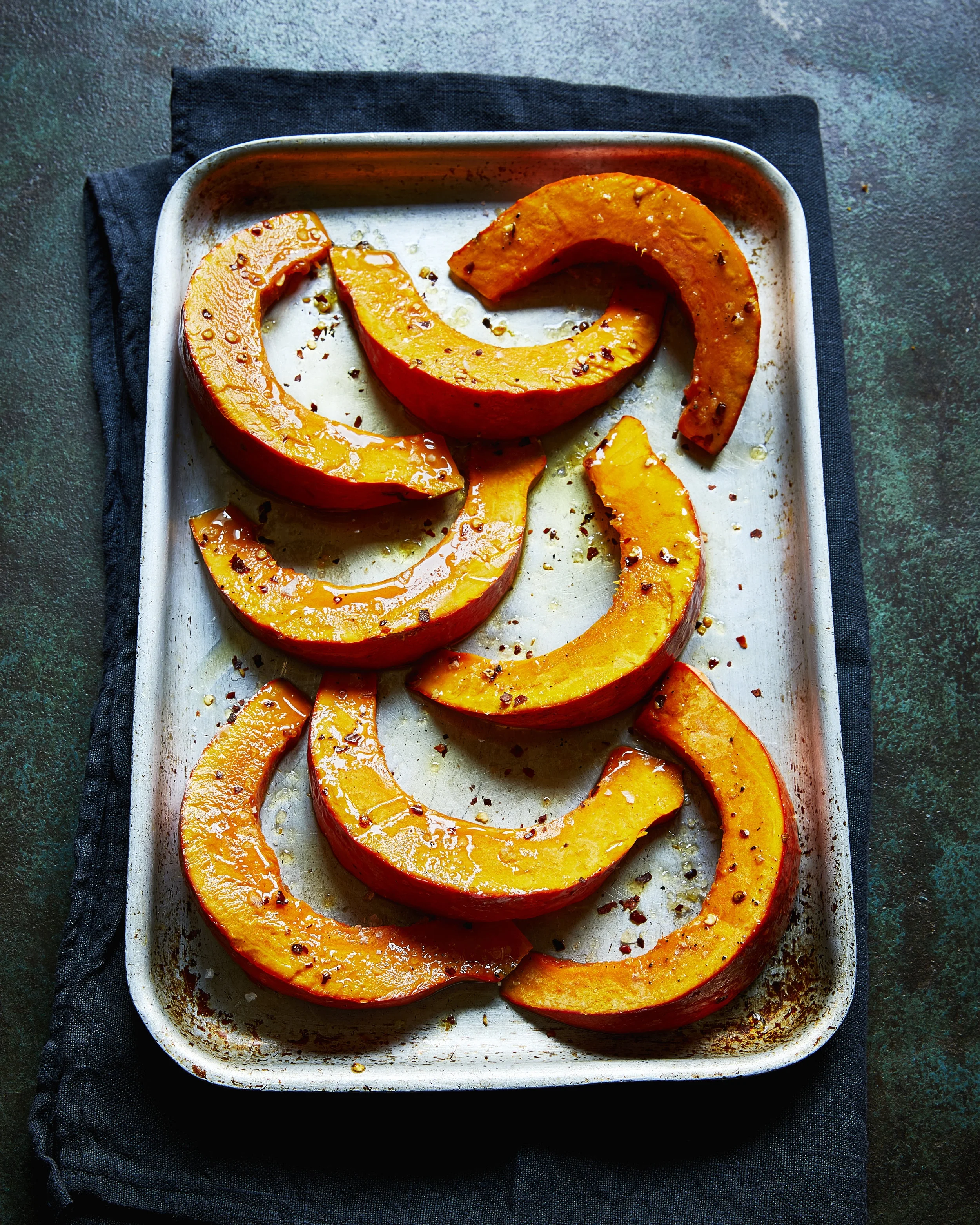 Chilli roasted squash, ready for the oven, Photo Credit: Hannah Hughes