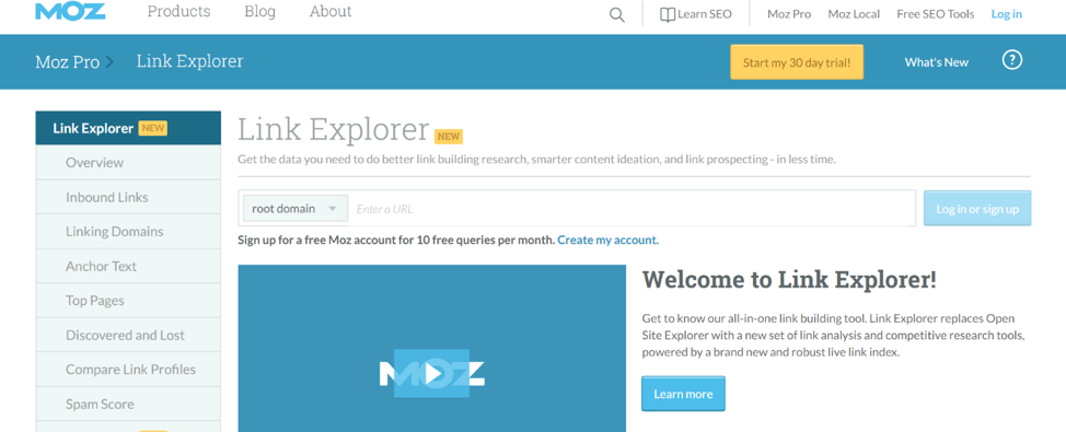#2 Best SEO TOOL FOR BACKLINK CHECKING AND TRACKING: Moz.