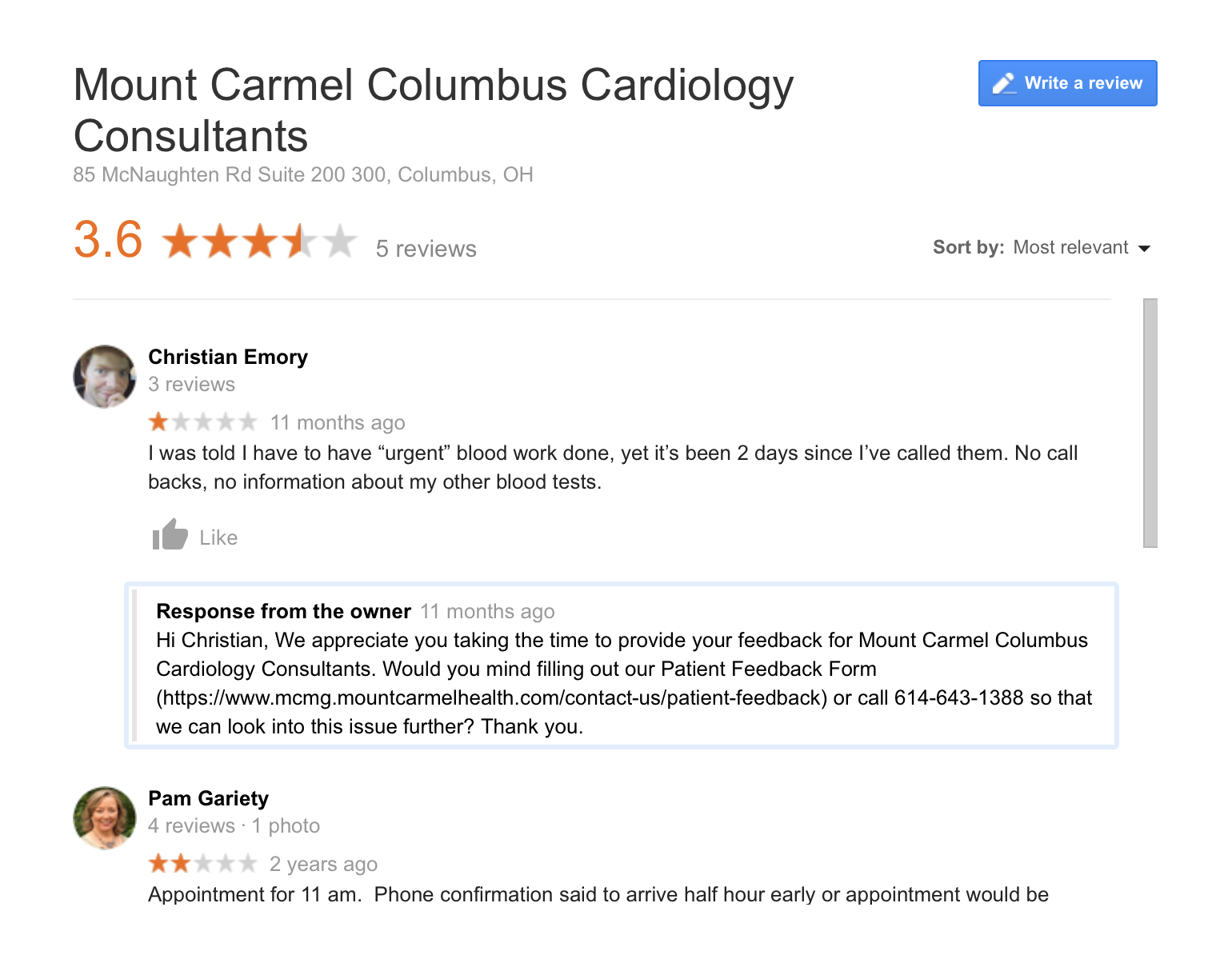 Reputation management for local search marketing for cardiologists
