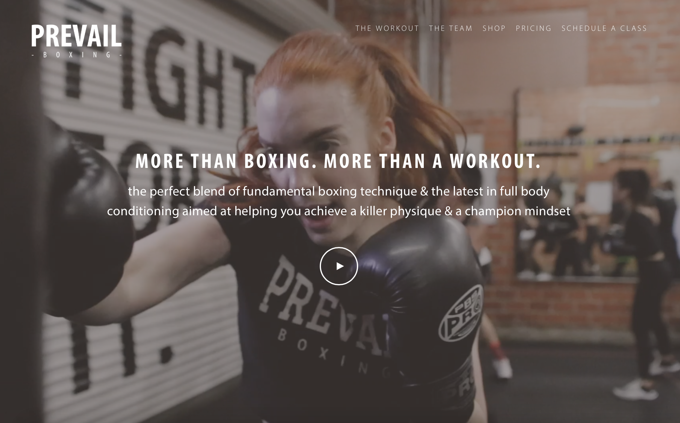 Prevail Boxing best gym website for marketing and advertising