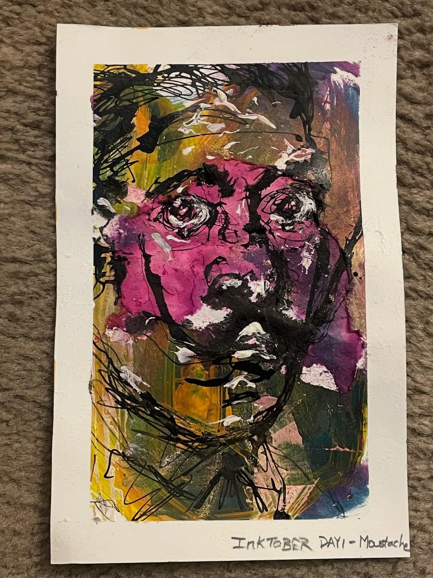 Inktober Day 1- Moustache.  This is my 8th year in participating in the Inktober challenge.  A drawing each day in October based off of official Inktober Prompts.

In today&rsquo;s drawing I created a mixed media portrait of Salvador Dal&iacute;, kno