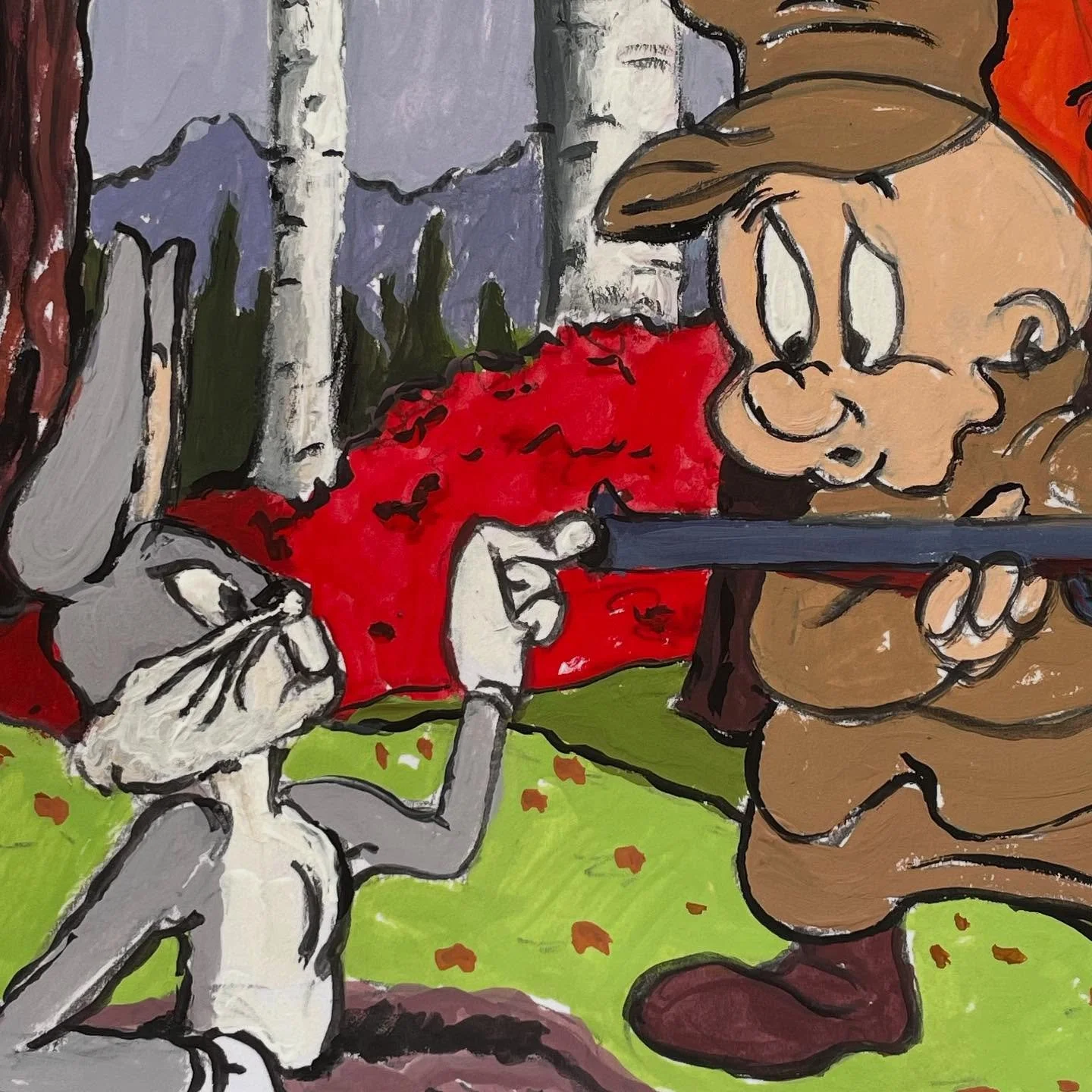 “Shh- Be vewy, vewy quiet.  I’m hunting wabbits!”
#inktoberday20 #inktoberartchallenge #rivals #looneytunes 
It was so fun to copy this cartoon cell and revel in this rivalry! 🐰🔫