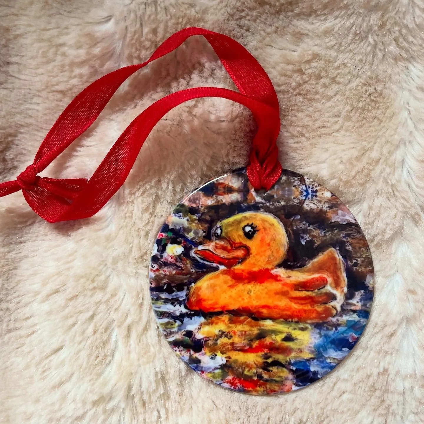 So I did a thing&hellip; I created an ornament (with the assistance of @tooraloodesigns) of a rubber ducky drawing from this past Inktober Art Challenge with the prompt, Murky. (where I drew a rubber duck floating on murky water.). On the back is wri
