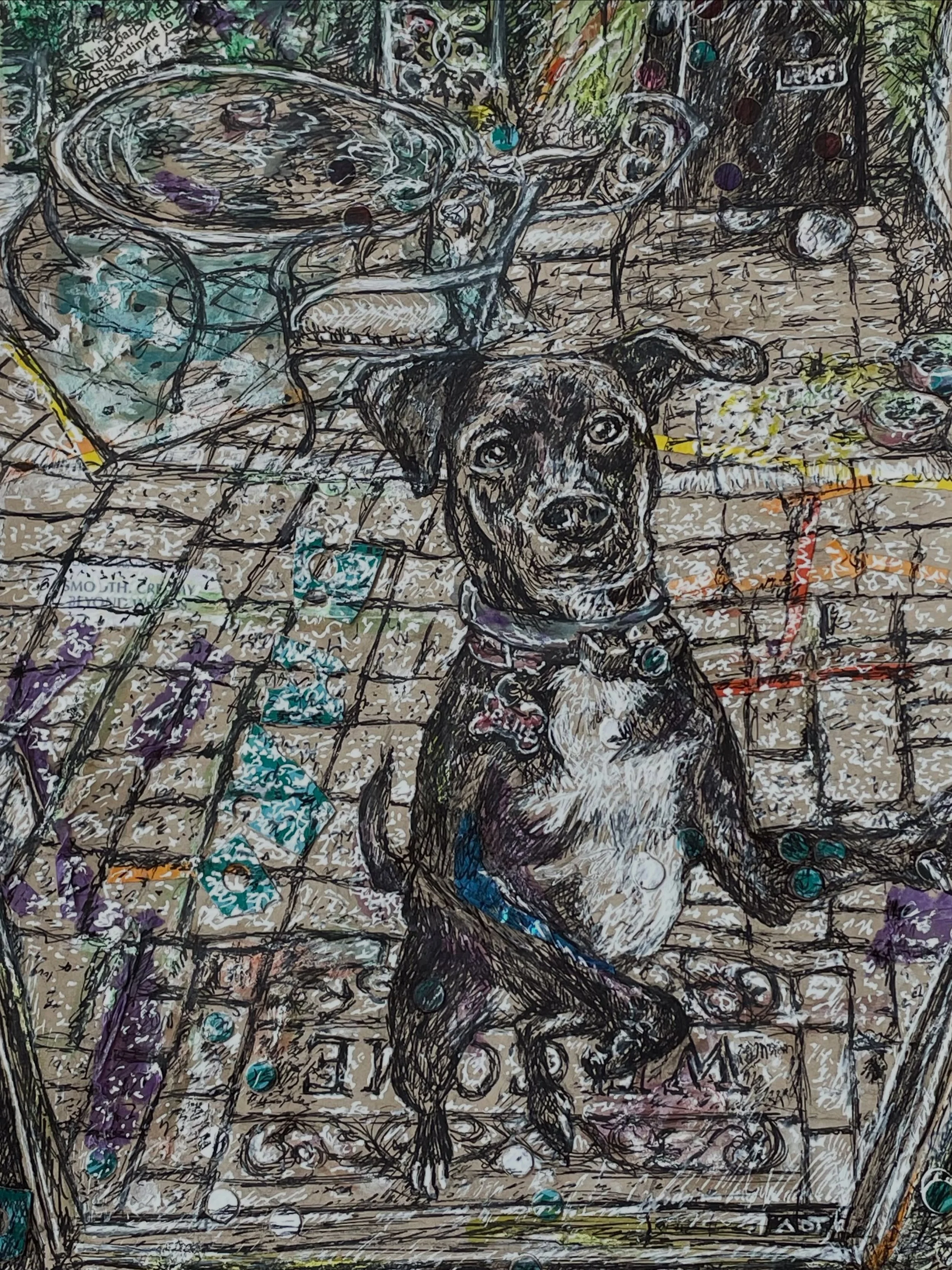 I am very happy to announce that my mixed media drawing, Backdoor Guest, was chosen to be part of the Ohio Art League&rsquo;s Fall Juried Exhibition.  The show will run from October 1- November 19 at the Pearl Concord Gallery in Mansfield, OH.

I cre