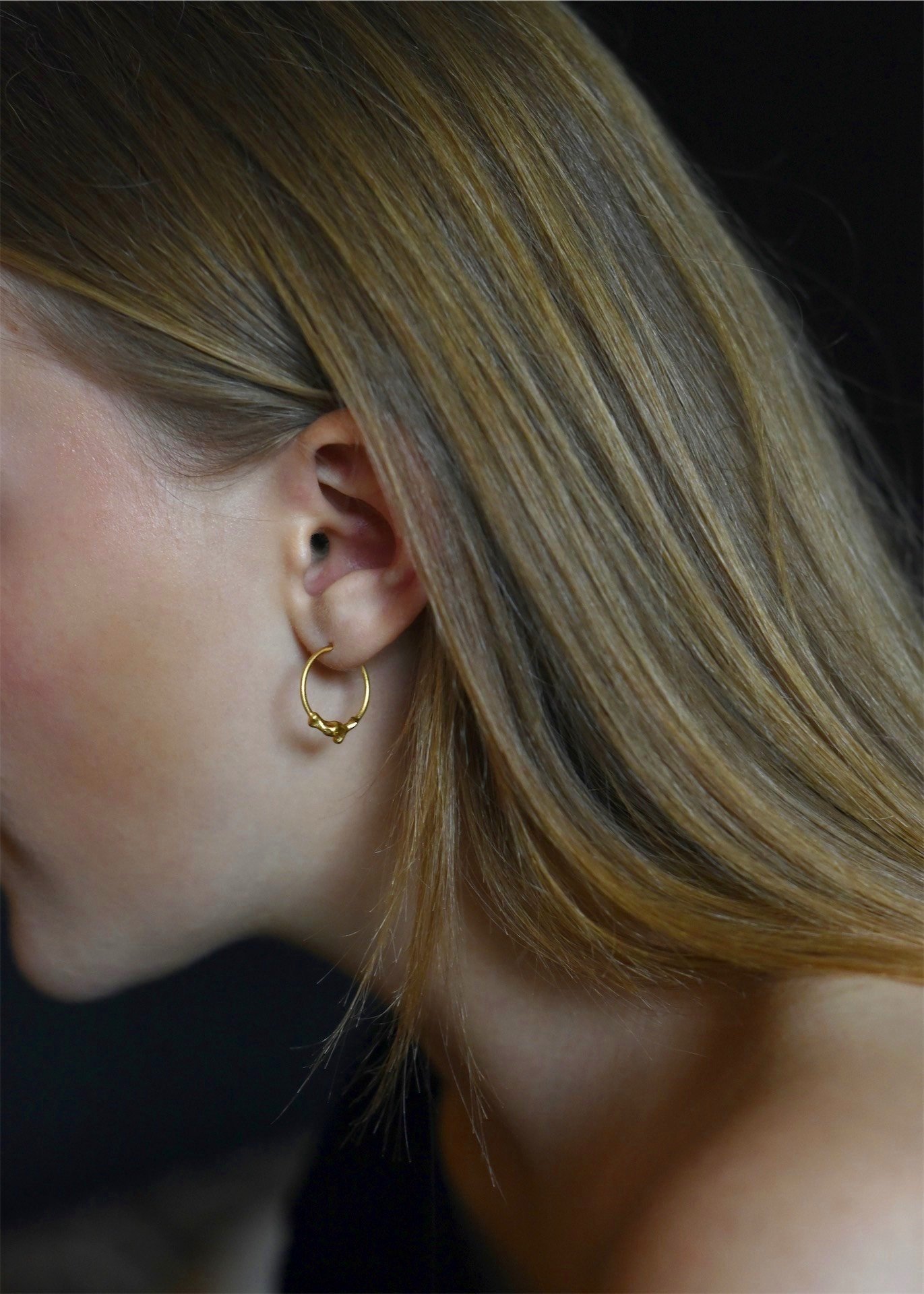 molten gold ring hoop earrings rocks sea devon jewellery