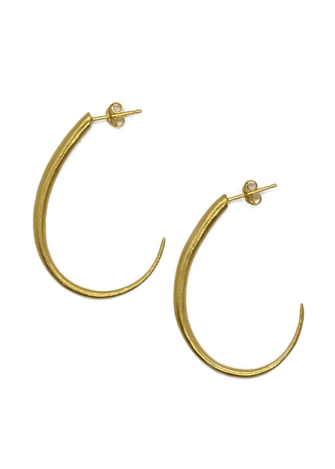 long hoop gold earrings tapered greek ancient oval artisan handmade