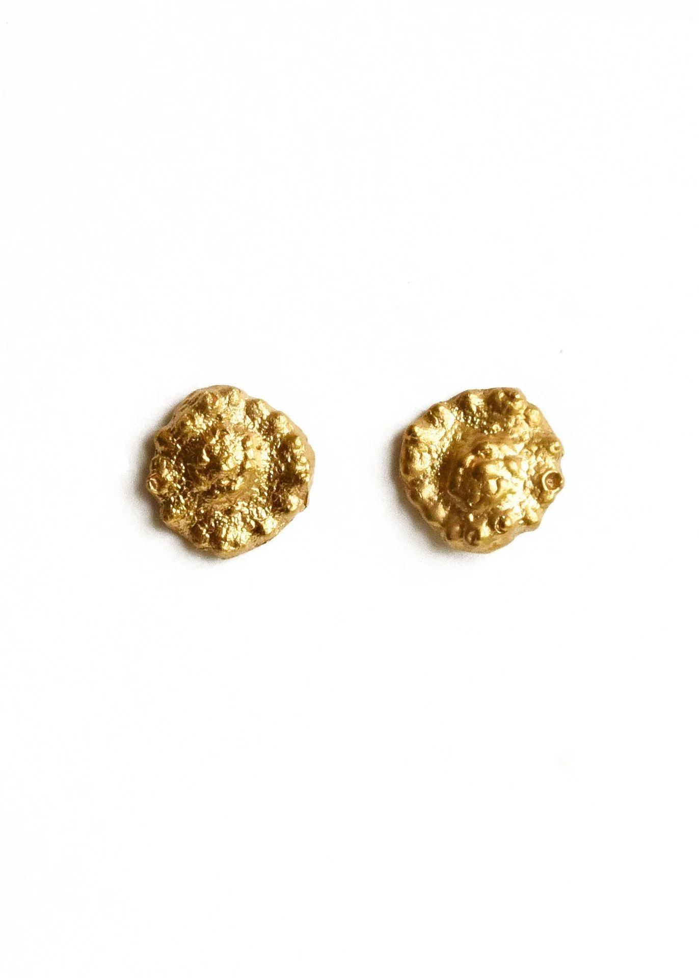 gold jewellery earrings greek coin textured raw handcrafted cast disc modern classic elegant fine jewellery antique