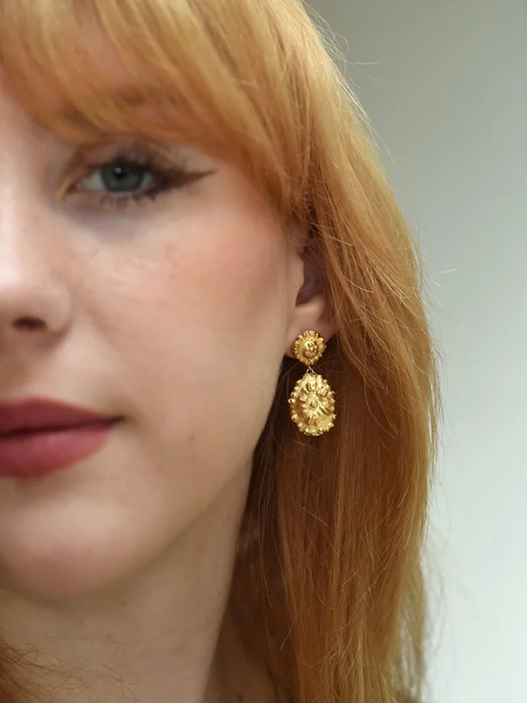 gold and bold arty unique statement drop earrings devon totnes handmade