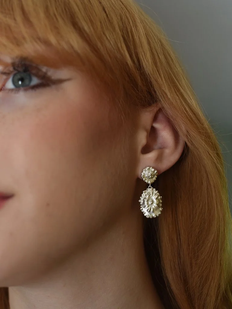 silver handmade artistic statement elaborate drop earrings devon artisan