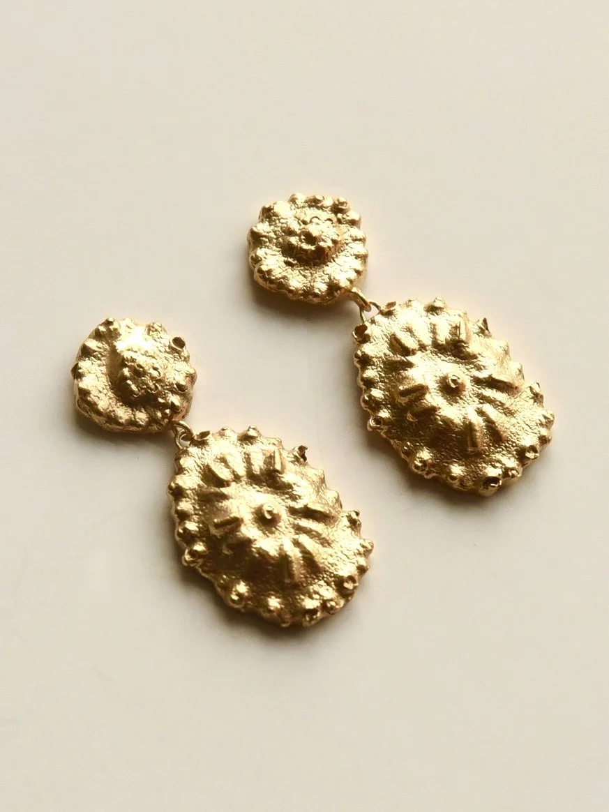 gold ancient greek roman handmade earrings modern contemporary