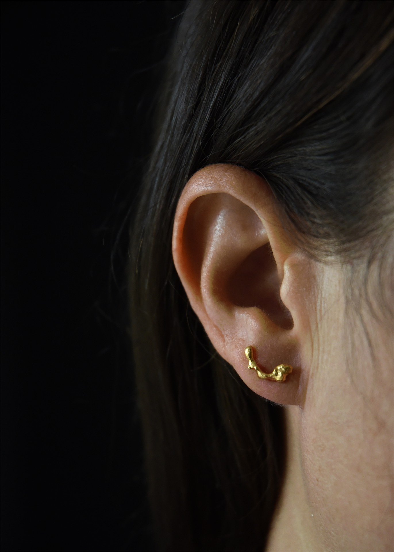 Rock stud earrings molten artistic simple handmade jewellery artisan devon
