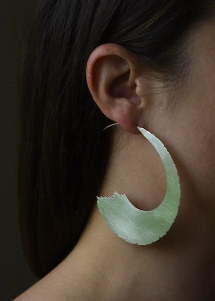large silver hoop statement artistic unique elegant modern classic brushed metal fine jewellery tapered edgy handmade artisan