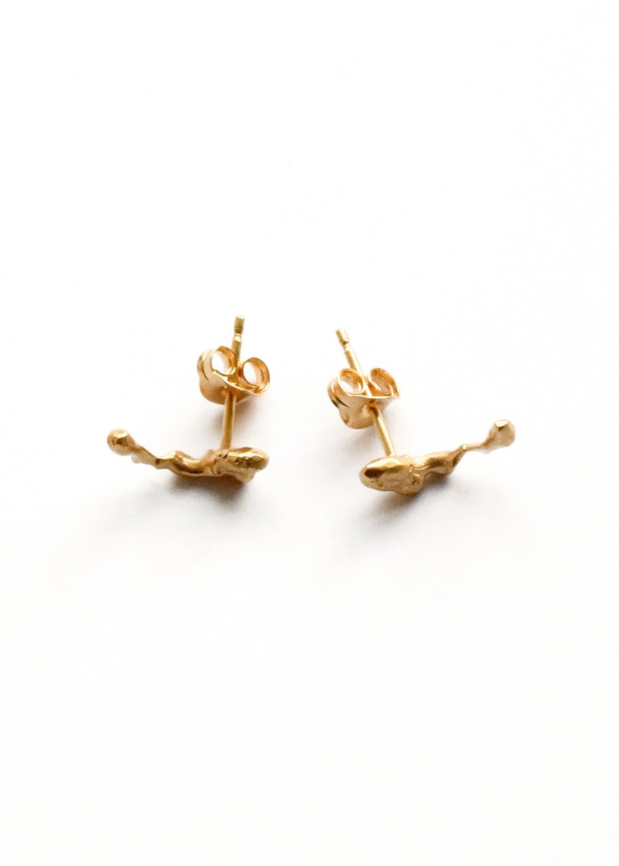 Rock stud earrings molten artistic minimalist simple handmade jewellery unqiue artisan devon