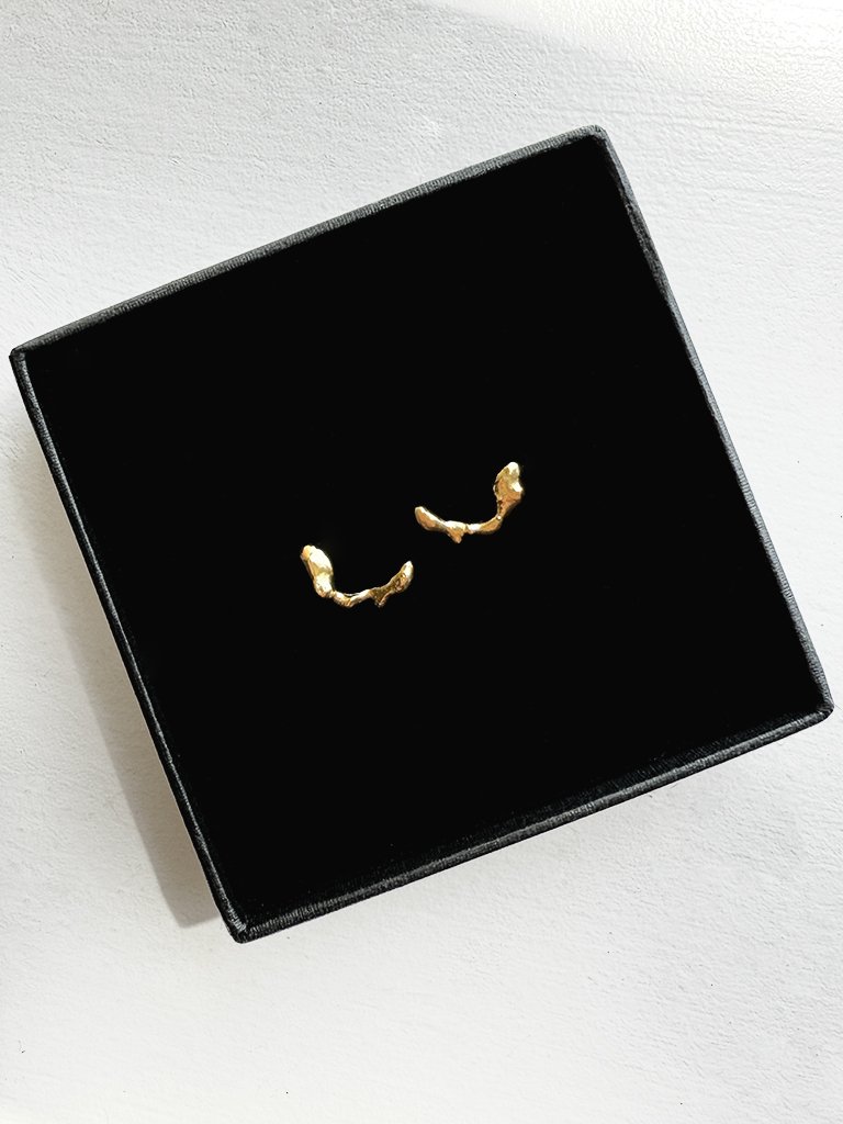 Rock stud earrings molten artistic minimalist simple handmade jewellery unqiue artisan devon
