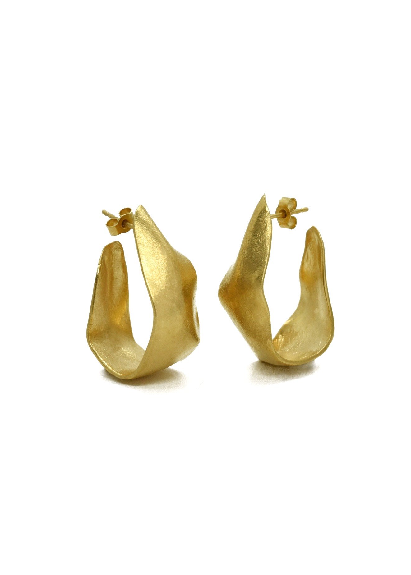 ribbon molten gold unique hoop earrings handmade devon artistic arty artisan jewellery