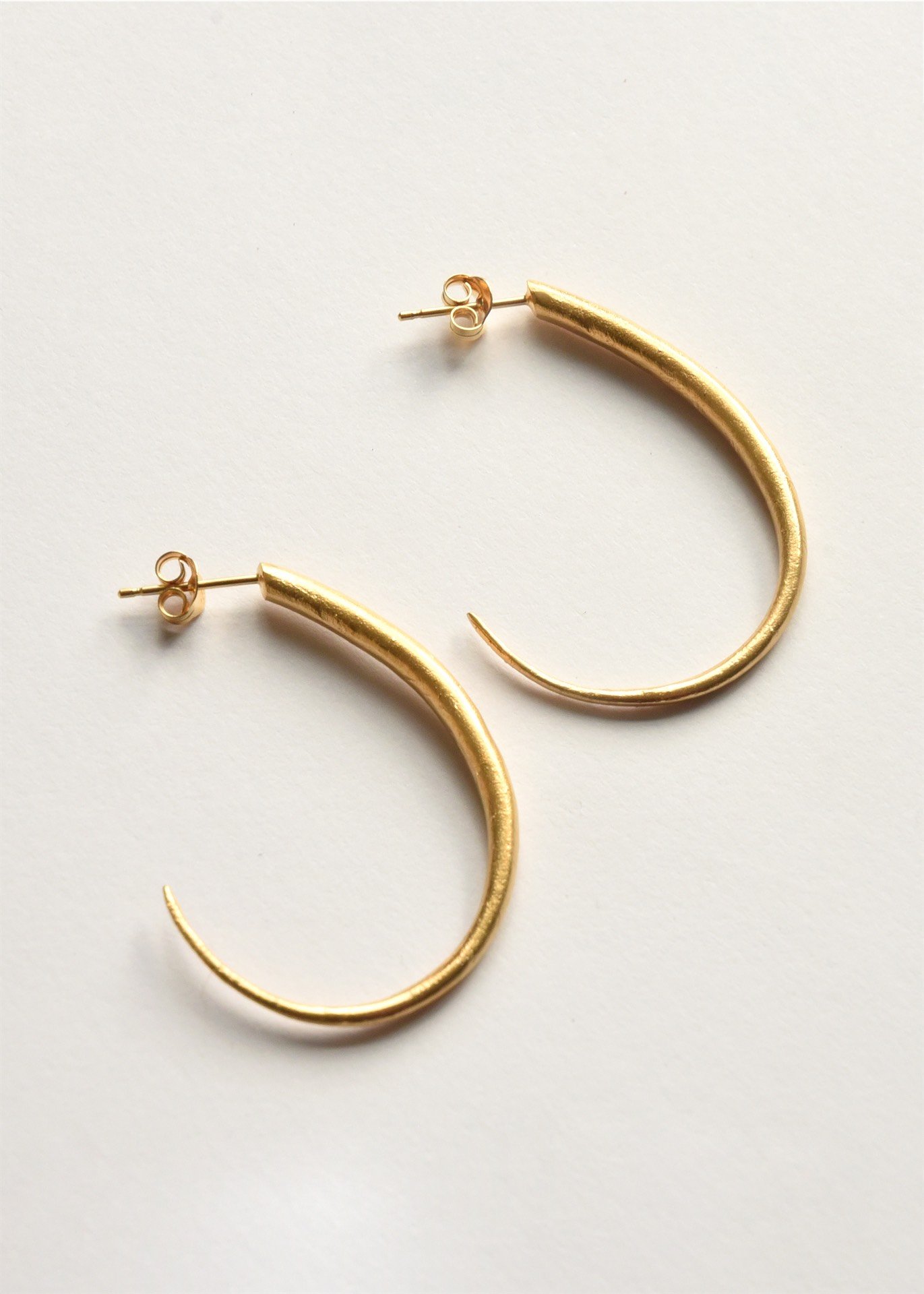 oval tapered hoop earrings ancient greek roman handmade devon