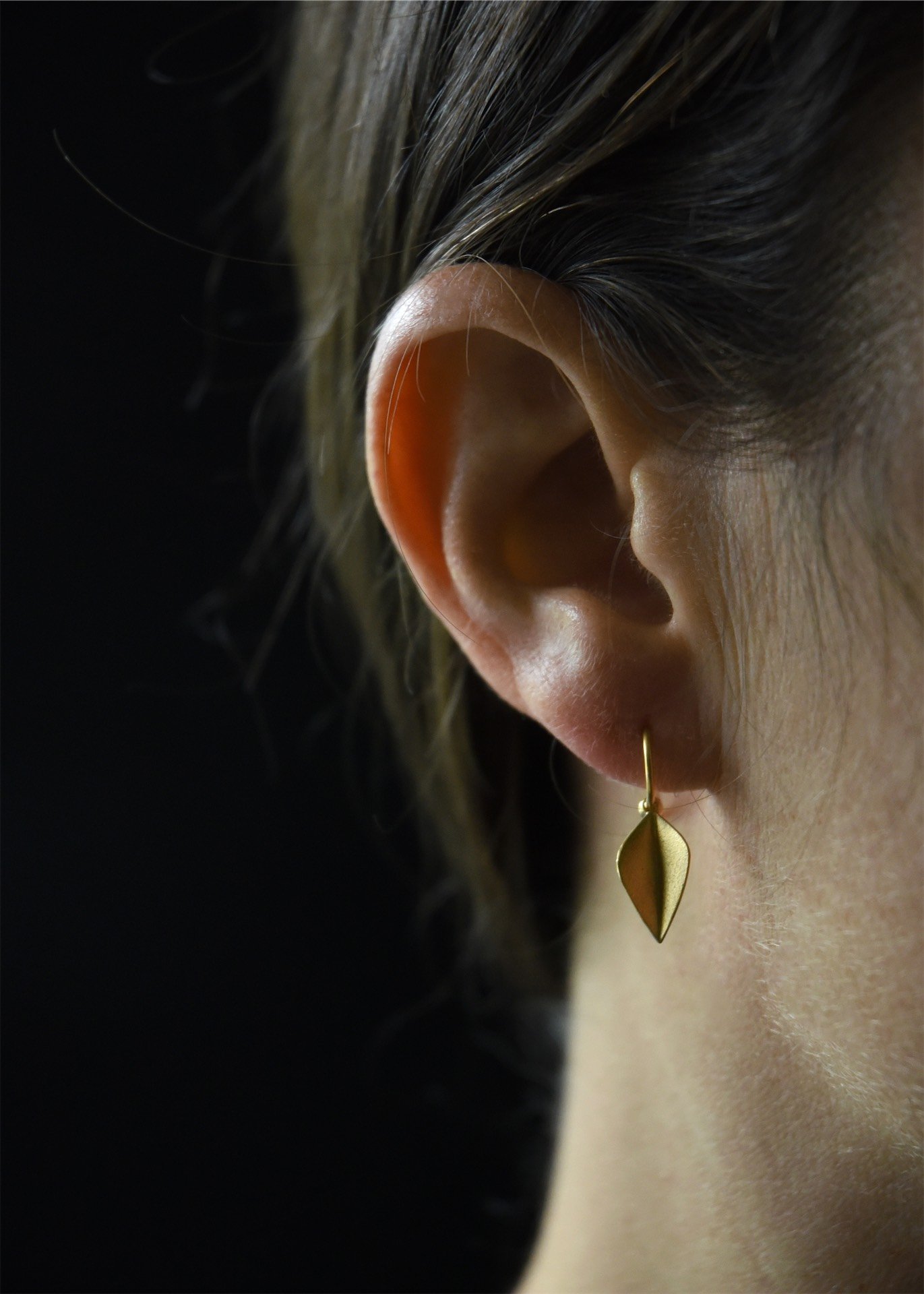 small leaves leaf drop earrings simple delicate artisan jewellery devon handmade