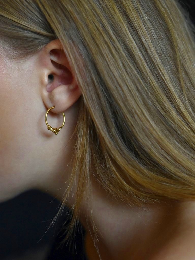 molten rock sculpture gold hoop earrings handmade devon