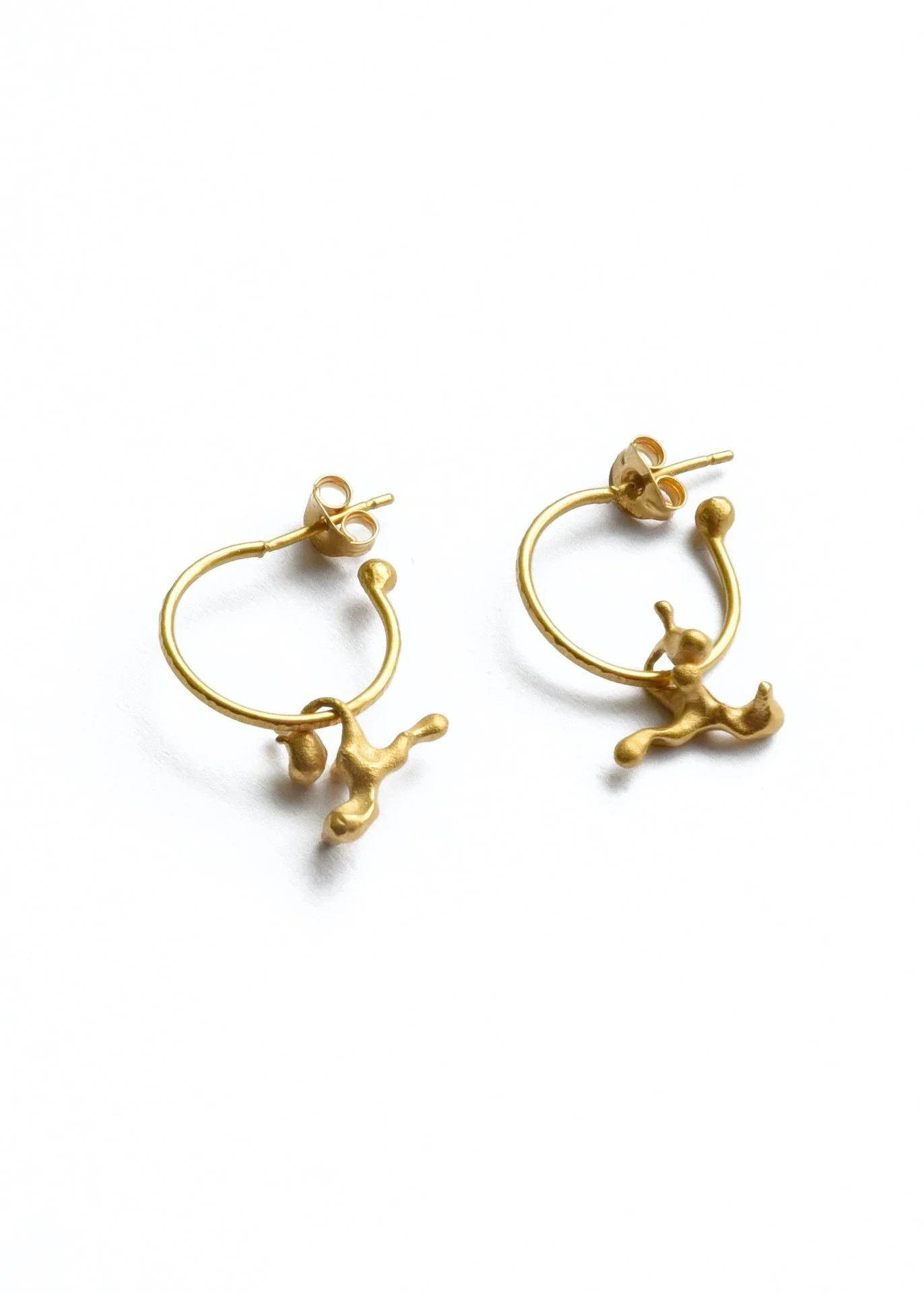 small gold hoops charm sculptural organic form raw coral sea cast textured everyday simple classic timeless modern unique handmade artisan