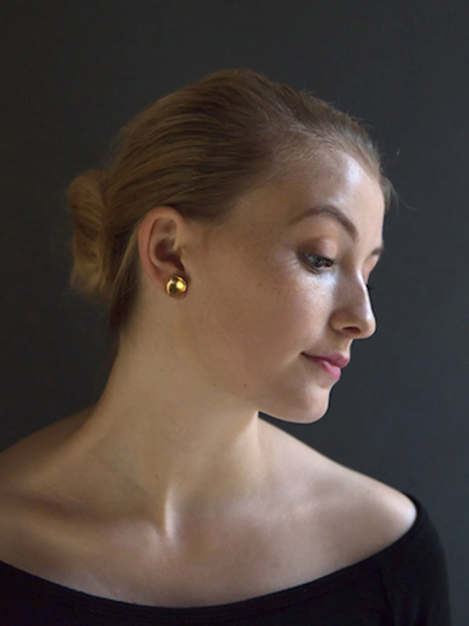 gold earrings fine jewellery handmade unique brushed metal statement bowl petal