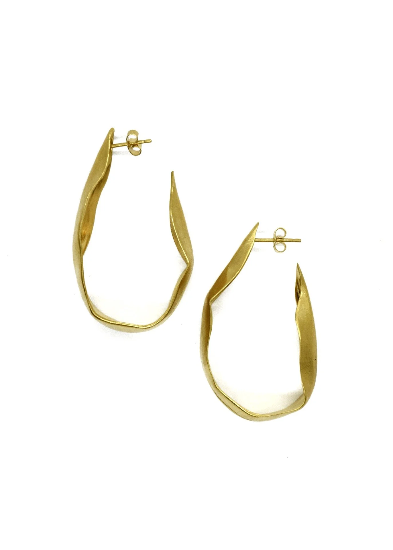 gold hoops ribbon lightweight statement handmade artisan elegant refined fine jewellery unique