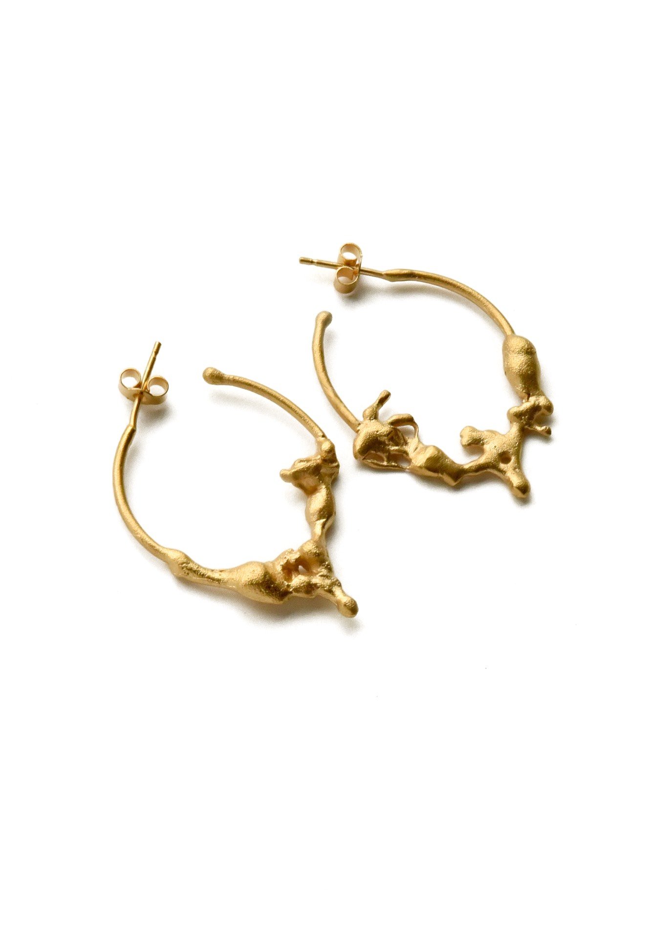 asymmetric modern sculptural molten rock earrings handmade