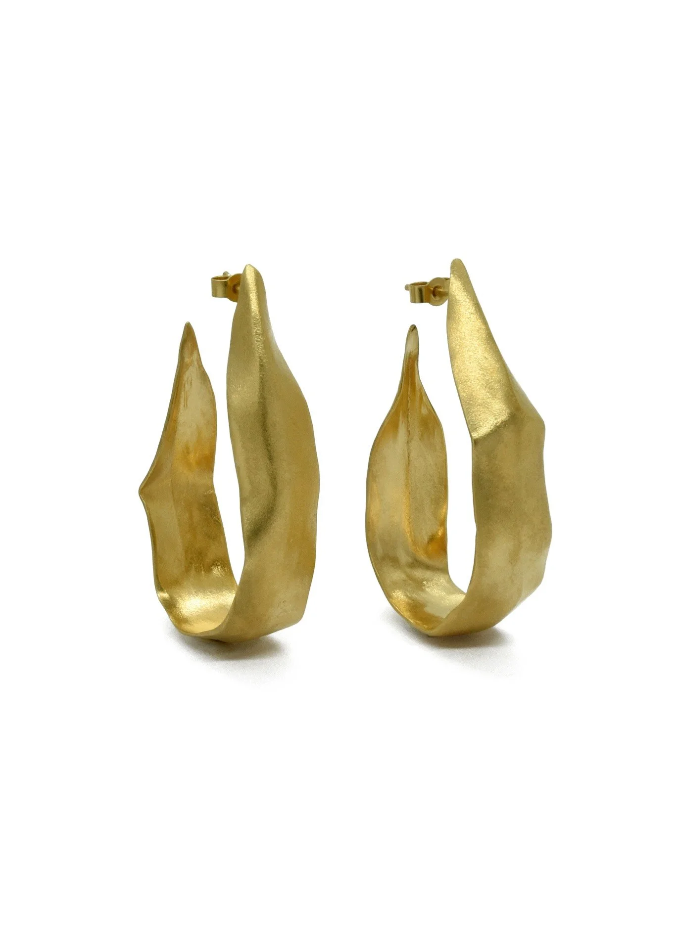 gold hoops ribbon lightweight statement handmade artisan elegant refined fine jewellery unique
