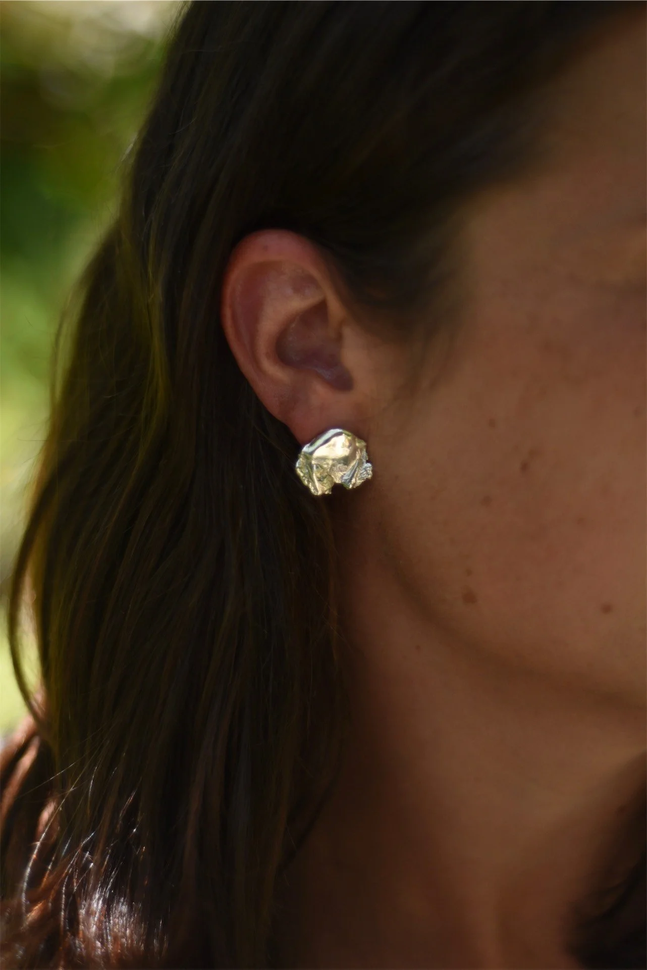 silver earrings unique design handmade textured sculptural artisan craftsmanship modern statement small