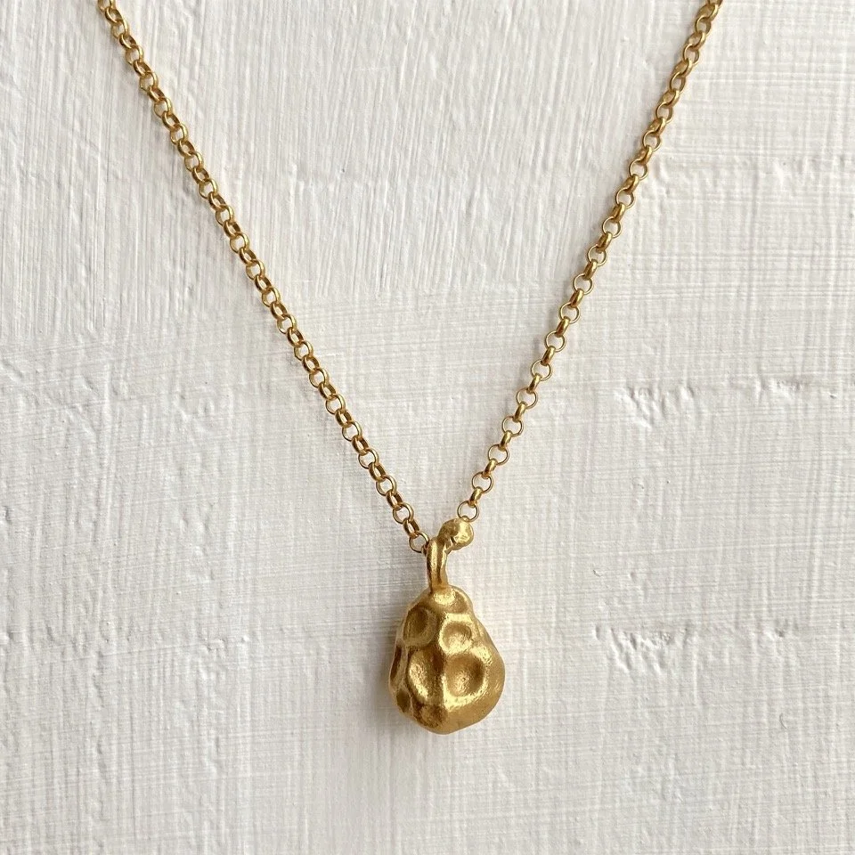 gold necklace ingot raw organic form textured statement pendant delicate chain modern unique classic Devon Totnes handmade artisan sculptural metalsmith