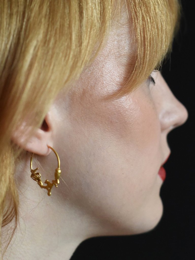 asymmetric modern sculptural molten rock earrings handmade