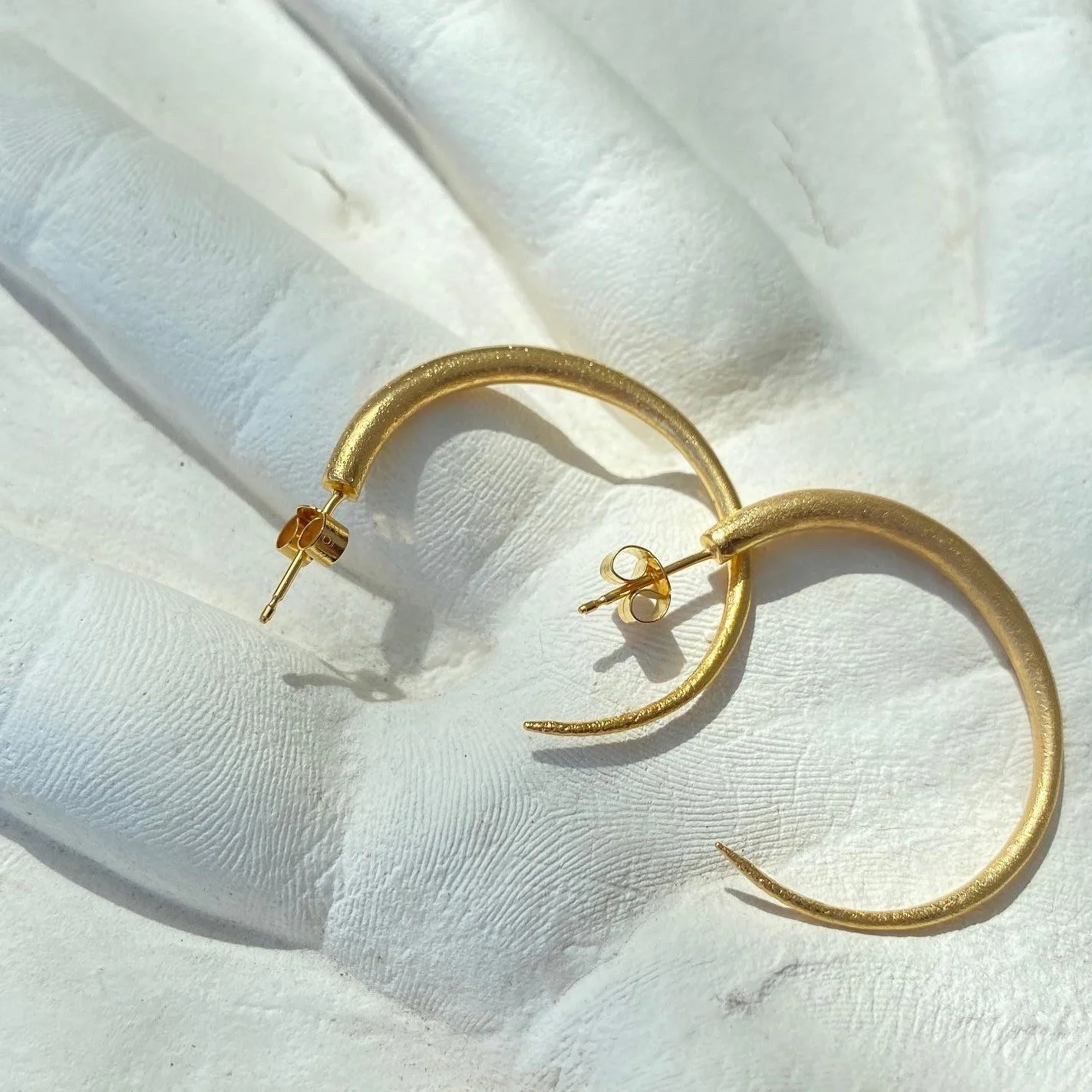 simple tapered hoop earrings handmade artisan greek satin