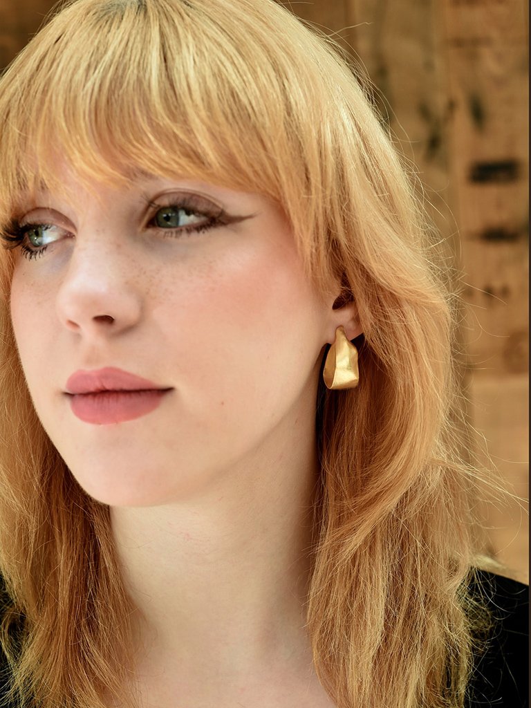 ribbon molten gold unique hoop earrings handmade devon artistic arty artisan jewellery