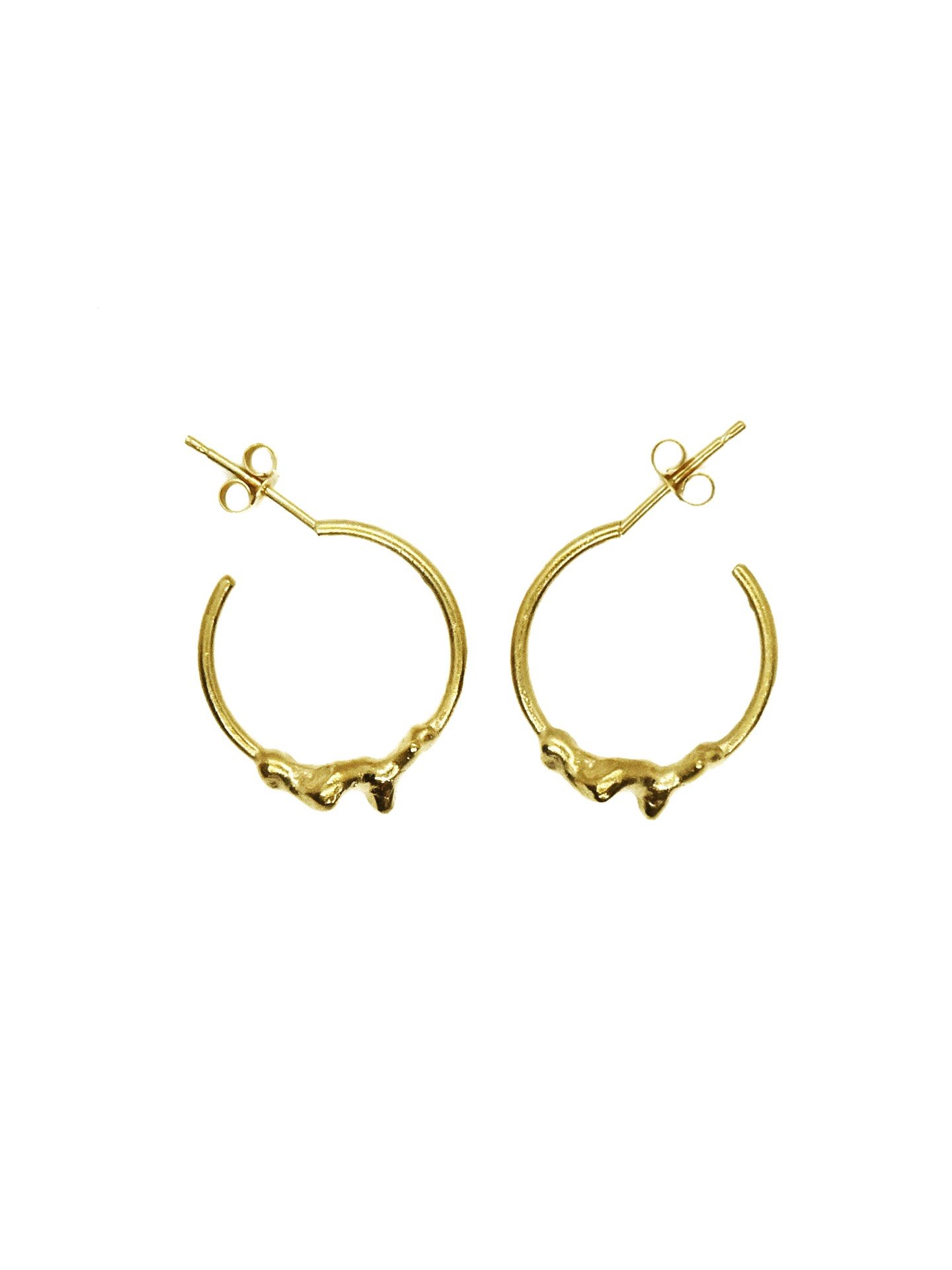 molten gold ring hoop earrings rocks sea devon jewellery